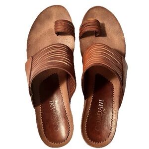 Cordani Leather Platform Sandals Nutmeg Brown Made Spain SZ 38 US 7.5 Cork Wedge